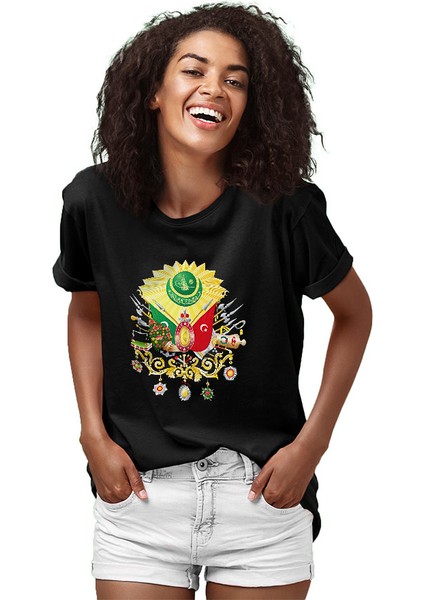 Osmanlı Tuğrası Arması Siyah Unisex Tişört T-Shirt fiyatları