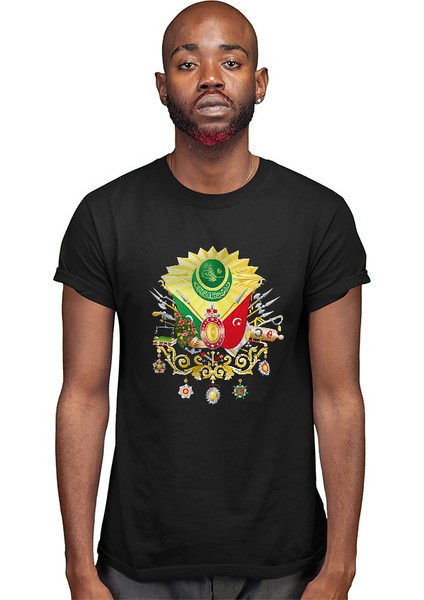 Osmanlı Tuğrası Arması Siyah Unisex Tişört T-Shirt modelleri