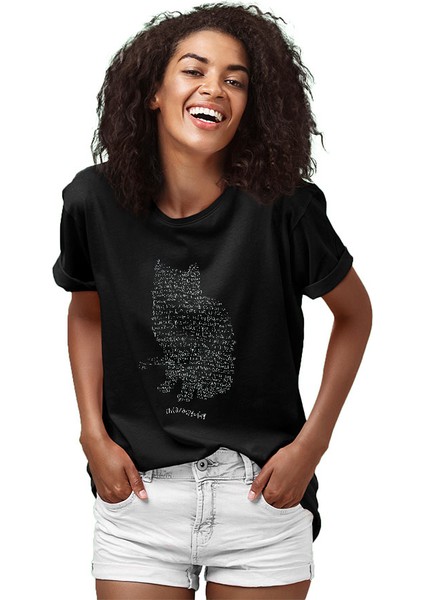 Schrödinger Dalga Denklemi Kedi Siyah Unisex Tişört T-Shirt fiyatları