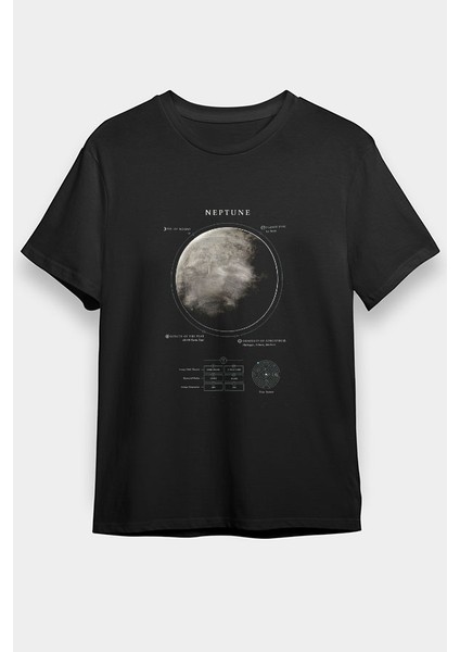 Neptün Fiziksel Özellikleri Siyah Unisex Tişört T-Shirt