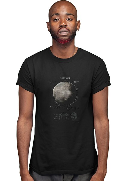 Neptün Fiziksel Özellikleri Siyah Unisex Tişört T-Shirt modelleri