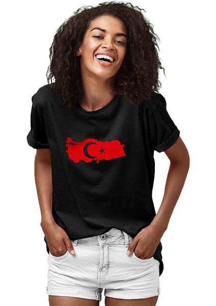 Türkiye Haritası Siyah Unisex Tişört T-Shirt fiyatları