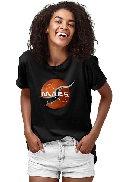 Mars Siyah Unisex Tişört T-Shirt