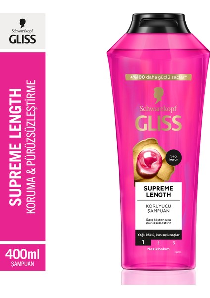 Schwarzkopf Gliss Supreme Length Koruyucu Şampuan 400 Ml