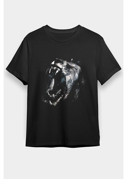Tehlikeli Aslan Siyah Unisex Tişört T-Shirt