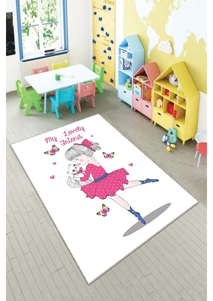 Desenli Renkli Dijital Baskı Yıkanabilir Kaymaz Taban Modern Çocuk Halısı ve Yolluk.