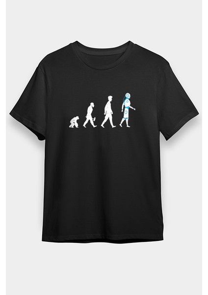 Robot Evrimi Siyah Unisex Tişört T-Shirt