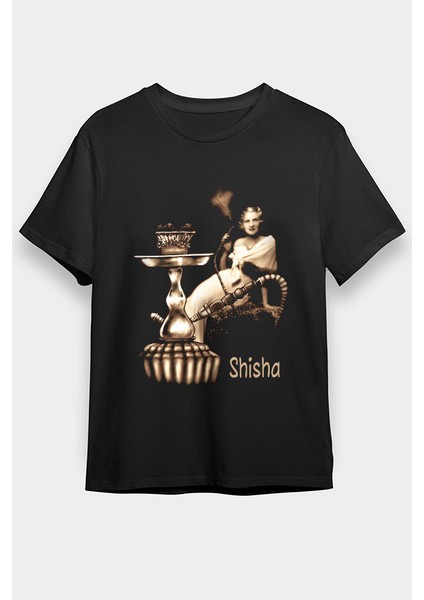 Nargile Shisha Hookah Siyah Unisex Tişört T-Shirt
