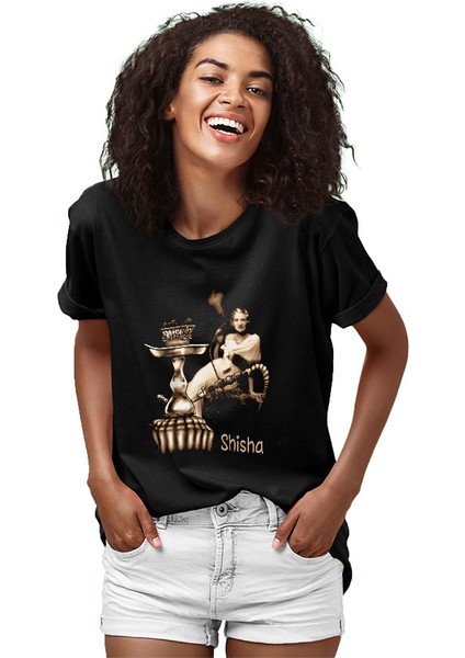 Nargile Shisha Hookah Siyah Unisex Tişört T-Shirt fiyatları
