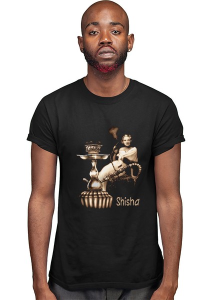 Nargile Shisha Hookah Siyah Unisex Tişört T-Shirt modelleri
