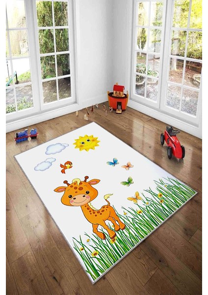 Desenli Renkli Dijital Baskı Yıkanabilir Kaymaz Taban Modern Çocuk Halısı ve Yolluk.