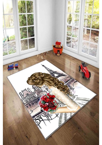 Desenli Renkli Dijital Baskı Yıkanabilir Kaymaz Taban Modern Çocuk Halısı ve Yolluk.