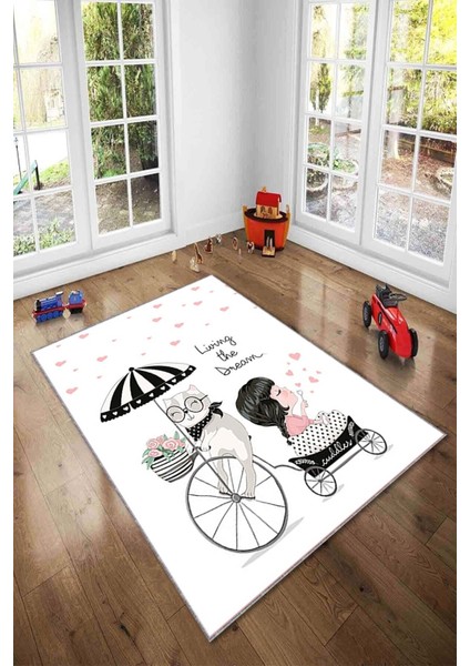Desenli Renkli Dijital Baskı Yıkanabilir Kaymaz Taban Modern Çocuk Halısı ve Yolluk.