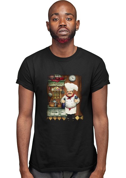 Aşçı Şef Chef Siyah Unisex Tişört T-Shirt