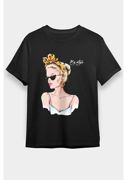 Sarışın Kız Fashion Vogue Siyah Unisex Tişört T-Shirt
