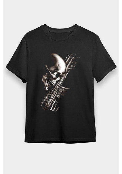 Ak 47 Kalaşnikof Kurukafa Siyah Unisex Tişört T-Shirt