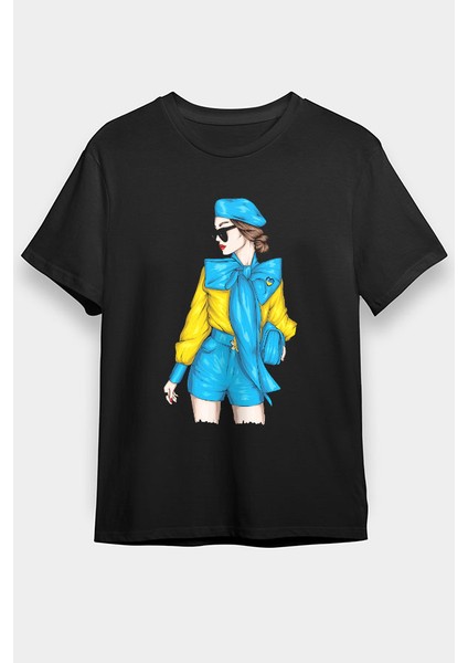 Ukraynalı Kız Fashion Siyah Unisex Tişört T-Shirt