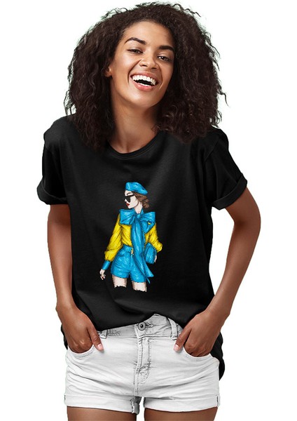 Ukraynalı Kız Fashion Siyah Unisex Tişört T-Shirt fiyatları