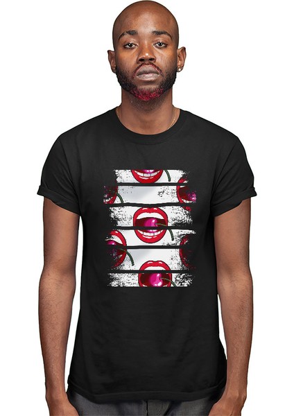 Kiraz Siyah Unisex Tişört T-Shirt modelleri