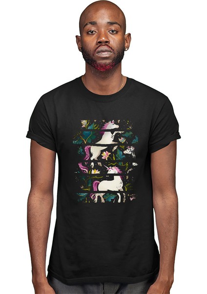 Unicorn At Siyah Unisex Tişört T-Shirt