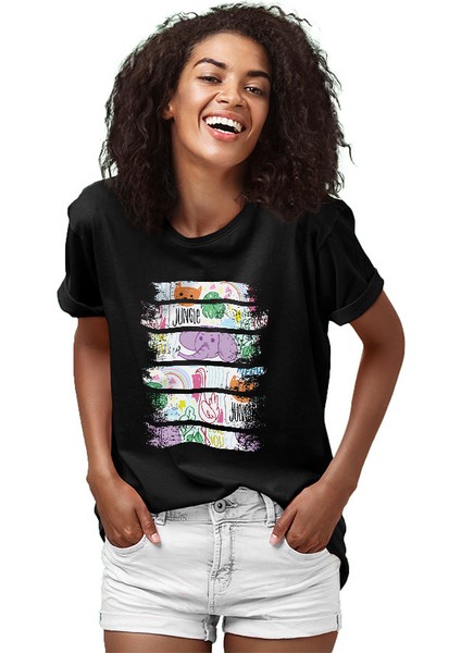 Fil Jungle Siyah Unisex Tişört T-Shirt