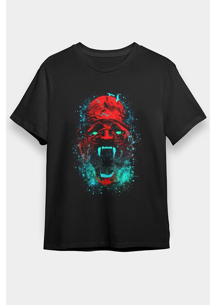 Kırmızı Panter Siyah Unisex Tişört T-Shirt