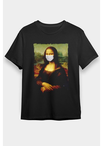 Mona Lisa Siyah Unisex Tişört T-Shirt