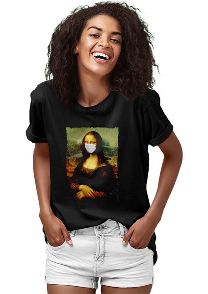 Mona Lisa Siyah Unisex Tişört T-Shirt