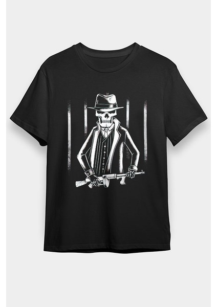 Gangster Kurukafa Siyah Unisex Tişört T-Shirt