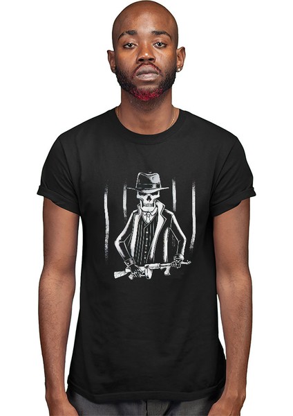 Gangster Kurukafa Siyah Unisex Tişört T-Shirt