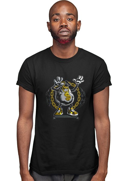 Dolar Kesesi Siyah Unisex Tişört T-Shirt modelleri
