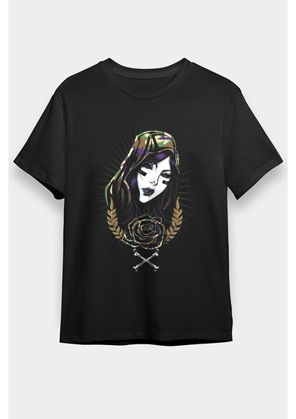 Asker Geyşa Siyah Unisex Tişört T-Shirt