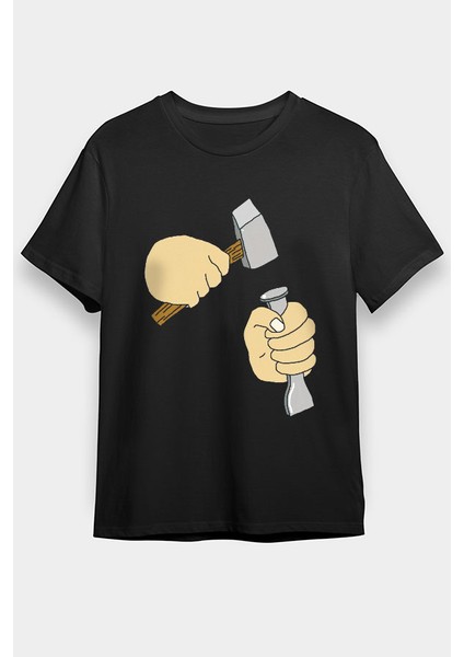 Heykeltıraş Siyah Unisex Tişört T-Shirt