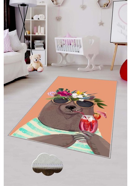 Desenli Renkli Dijital Baskılı Yıkanabilir Kaymaz Taban Modern Mutfak Halısı (Süngersiz)