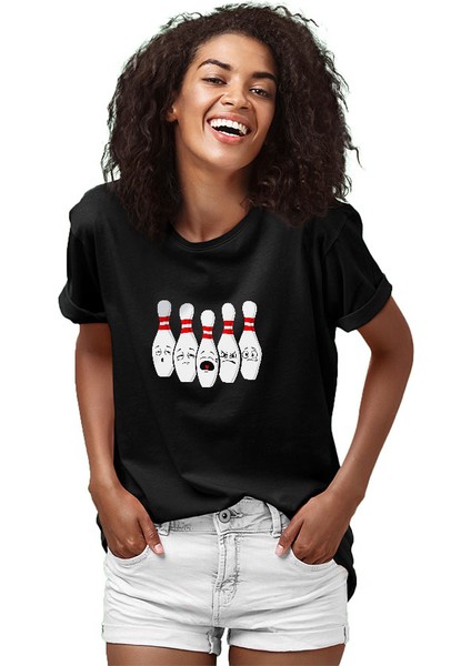 Bowling Labutları Siyah Unisex Tişört T-Shirt