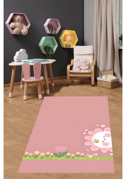 Sevimli Papatya Arı Çiçekli Bahçeli Yıkanabilir Kaymaz Taban Leke Tutmaz Çocuk Odası Halısık fiyatları