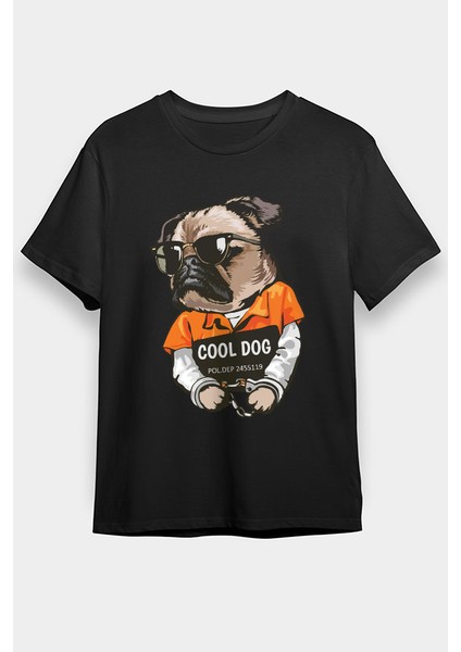 Mahkum Mafya Lideri Pug Siyah Unisex Tişört T-Shirt
