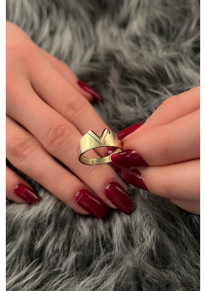 14 Ayar Altın Taşsız V Yüzük modelleri