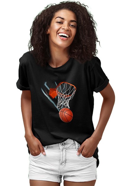Basketbol Potası Siyah Unisex Tişört T-Shirt