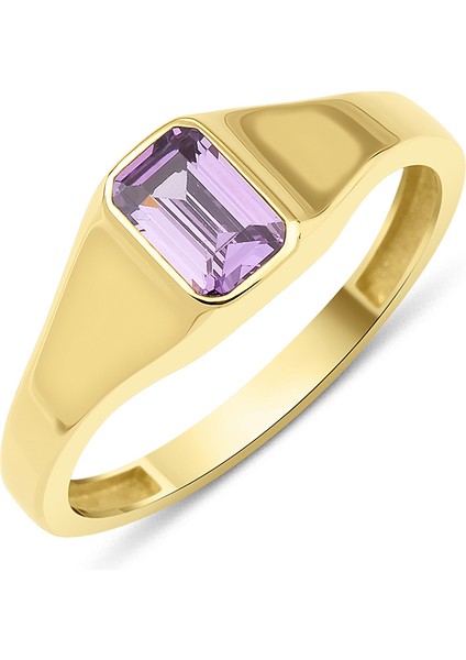 14 Ayar Altın Ametist Taşlı Baget Yüzük fiyatları