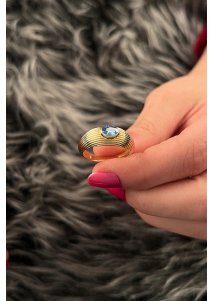 14 Ayar Altın Aquamarine Detaylı Yüzük fiyatları