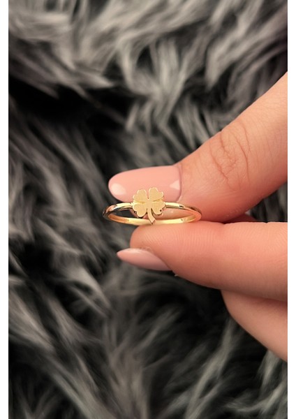 14 Ayar Altın Yonca Yüzük modelleri