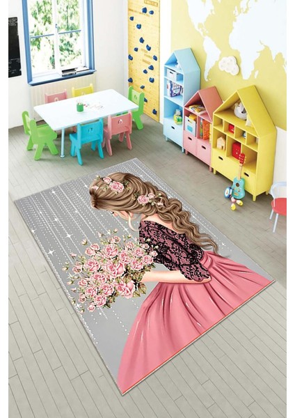 Desenli Renkli Dijital Baskı Yıkanabilir Kaymaz Taban Modern Çocuk Halısı ve Yolluk.