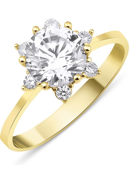 14 Ayar Altın Sarı Lotus Yüzük 2