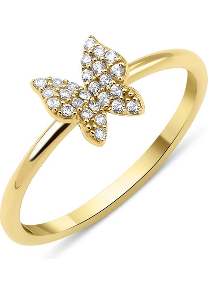 14 Ayar Altın Taşlı Kelebek Yüzük