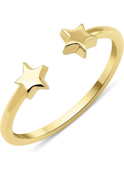 14 Ayar Altın Çift Yıldız Yüzük