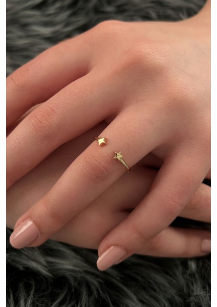 14 Ayar Altın Çift Yıldız Yüzük fiyatları