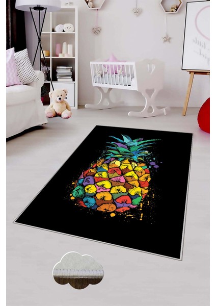 Desenli Renkli Dijital Baskılı Yıkanabilir Kaymaz Taban Modern Mutfak Halısı (Süngersiz)