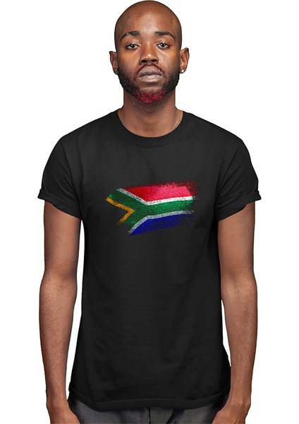 Güney Afrika - South Africa Siyah Unisex Tişört T-Shirt modelleri