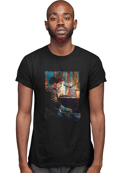 Piyanist Siyah Unisex Tişört T-Shirt modelleri